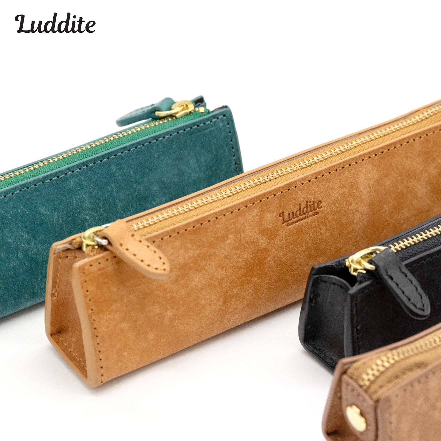 日本Luddite MAYA牛皮拉链笔袋真皮笔盒商务成人收纳高档钢笔送礼