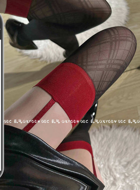 DEC心跳时分 高级感薄款黑色吊带性感过膝长筒袜一体式吊带丝袜女