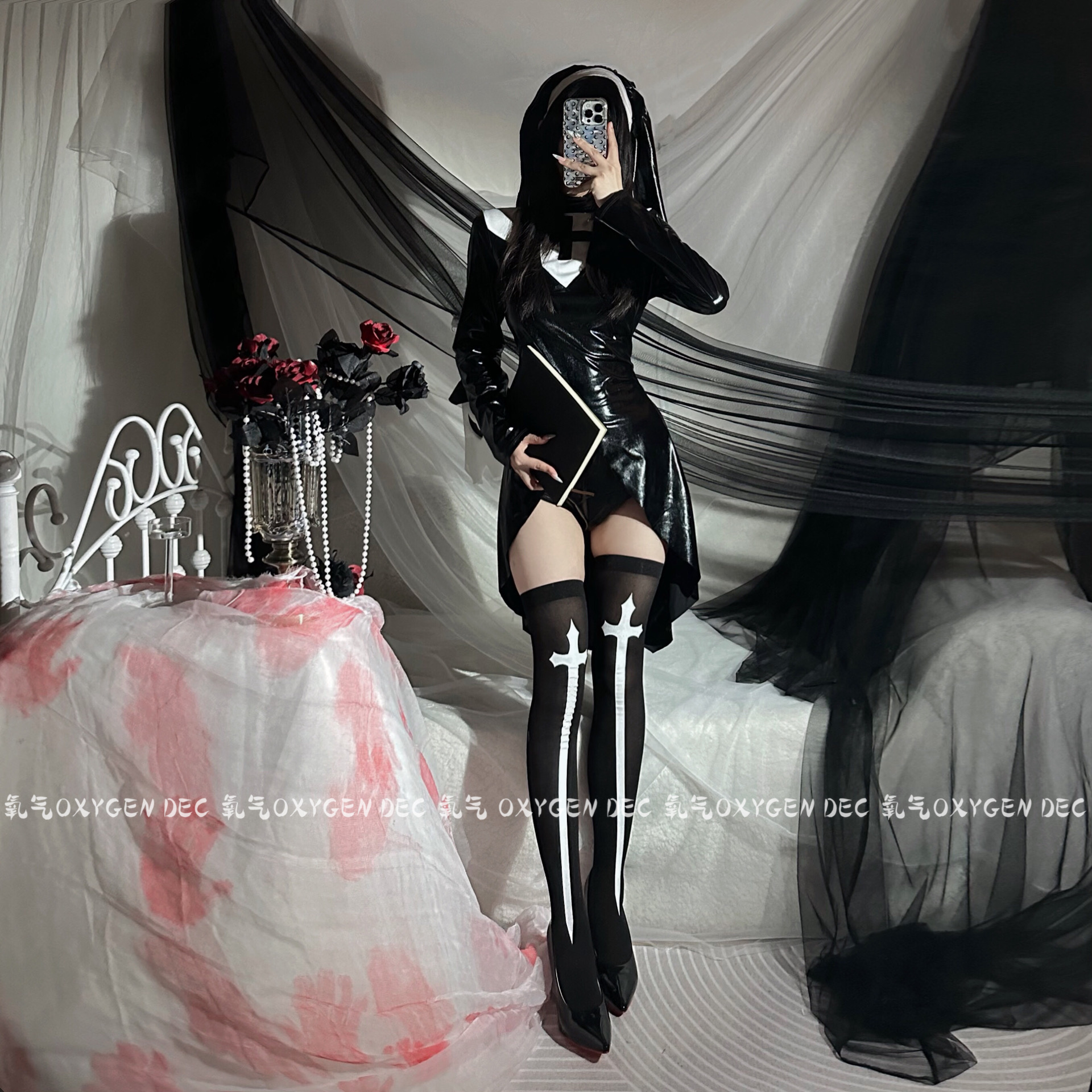 万圣节黑白紧身衣cosplay服装