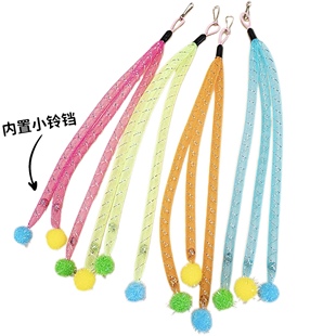 猫玩具逗猫棒替换头网管毛球棉花糖小辫带铃铛自嗨解闷逗猫神器