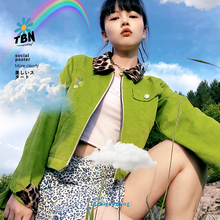 夹克外套女 长袖 thebignothing推荐 灯芯绒拼接设计感印花短款