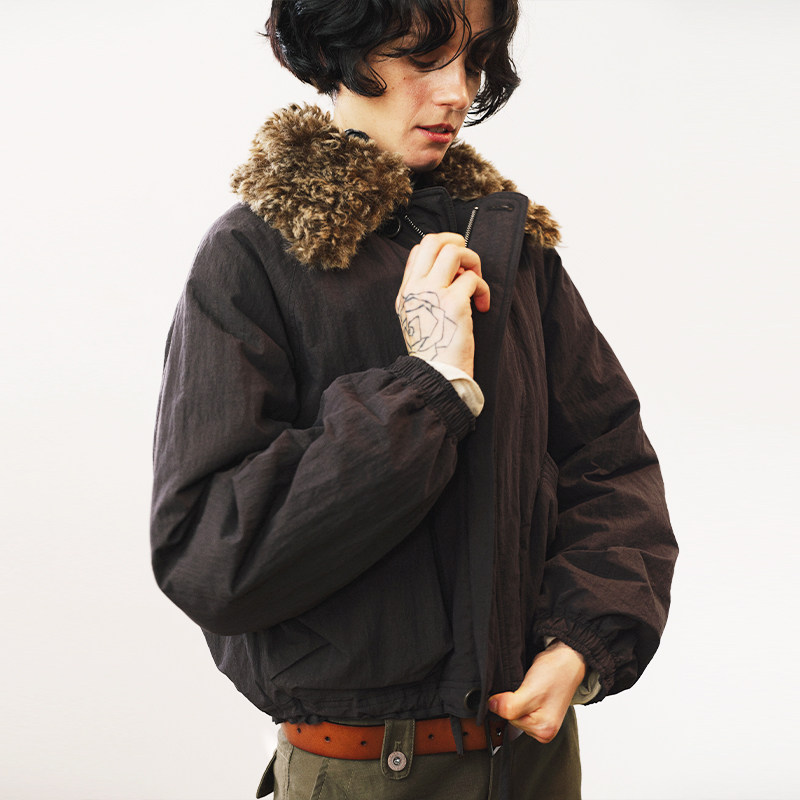 时髦短款3M新雪丽夹棉毛领棉服