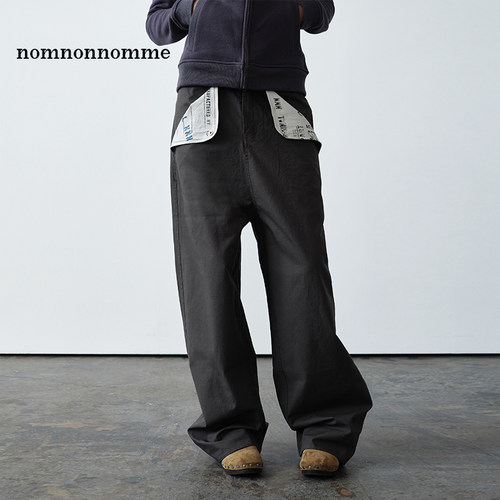 水洗翻袋印花宽松翻边马丁工装裤