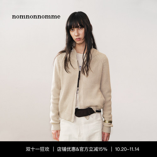 简约可叠穿针织双头拉链短款毛衣