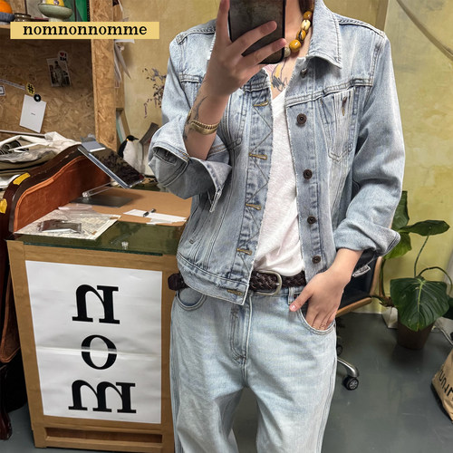 轻松时髦水洗浅蓝清爽感牛仔外套