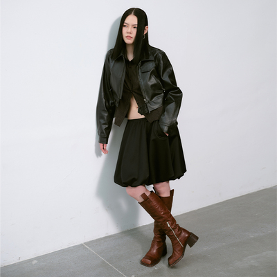 松紧腰身半身蓬蓬短裙