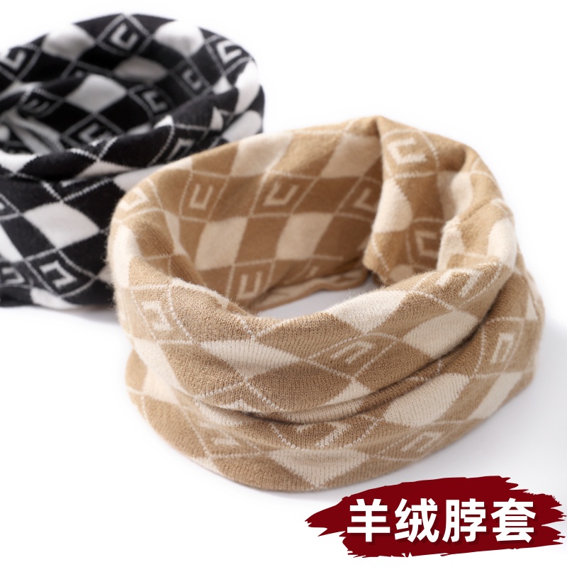 秋冬羊绒围脖保暖男女套头脖套护颈椎针织挂耳围巾加厚防寒假领子