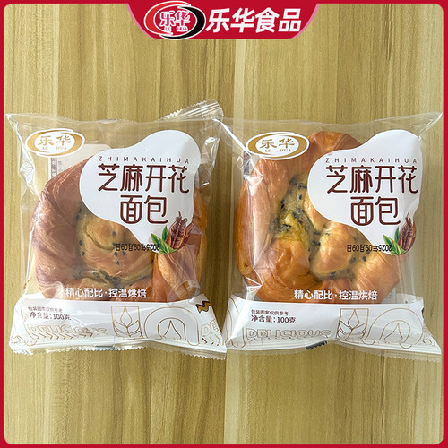 乐华芝麻开花面包100g起酥烘焙手撕唱片面包充饥好吃外出零食整箱