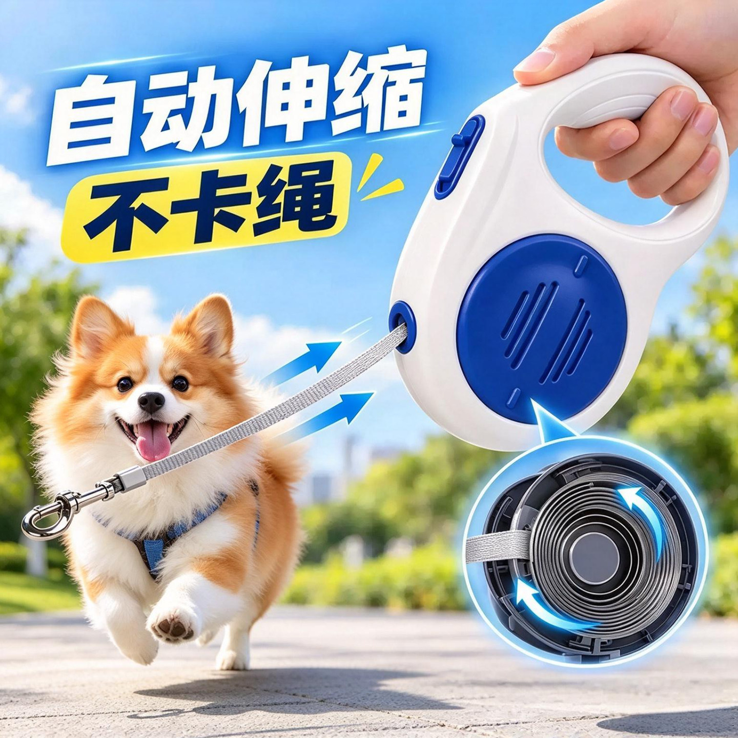 德国狗绳自动伸缩中小型犬专用牵引绳泰迪柯基比熊防爆冲宠物用品