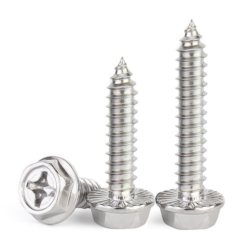 304不锈钢十h字外六角法兰自攻螺丝钉凹穴自攻木螺钉M4M5M6