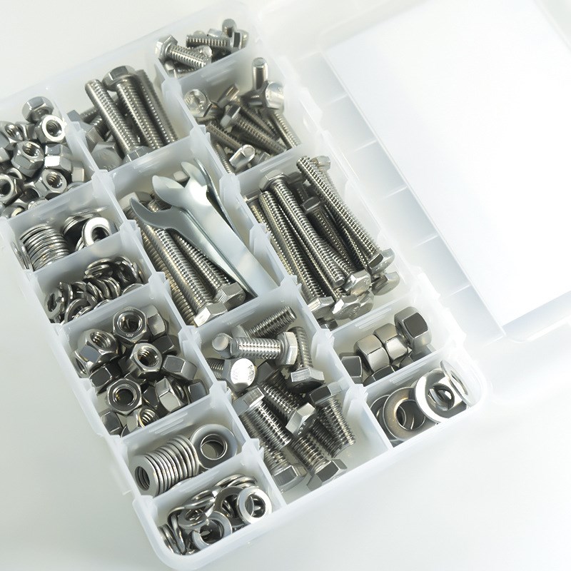 308pcs美外六角螺丝1/4-20 x5/16-18 3/8-16 配平垫弹垫螺母扳手