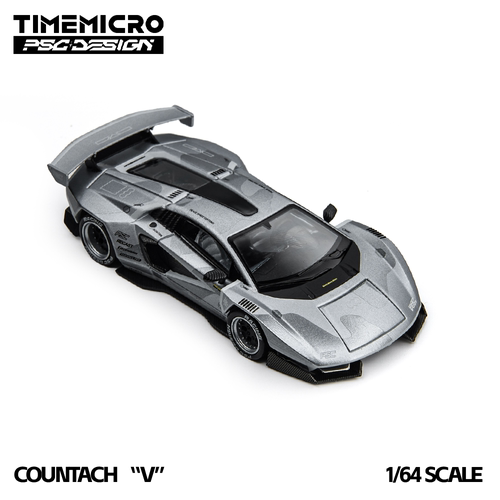 展会版现货TM × PSC 1:64 兰博基尼 康塔什战机灰 合金汽车模型