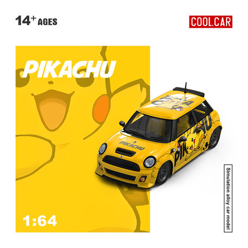 TM1:64 宝马 MINI COOPER 皮卡丘 仿真合金汽车模型 收藏摆件礼品