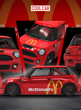 Cool Car 1:64 宝马 mini 麦当劳 仿真合金汽车模型 摆件收藏手办