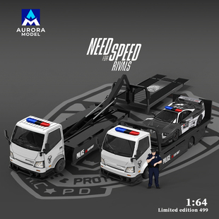 仿真合金汽车模型收藏摆件 AM1 H300平板运输拖车&F40 警车版