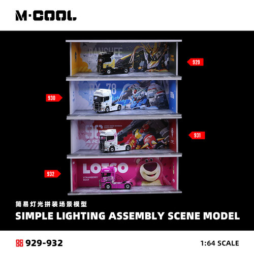 M·COOL 1:64 初音未来 头文字D 简易灯光拼装场景模型 收藏摆件