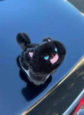 炸毛小猫汽车尾部挂件车外玩偶车载车屁股后备箱摩托电动车公仔
