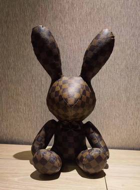 客厅摆件卡通PU创意花花公仔兔子摆件 可爱汽车摆件 男孩女孩礼物