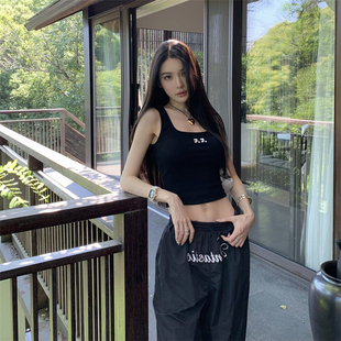 气内搭上衣 显瘦背心元 字母印花弹力纯欲吊带女夏季 小众设计感修身