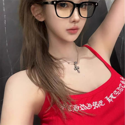 十字架梵文刺绣烫钻印花吊带背心女春夏新款纯欲辣妹显瘦无袖上衣