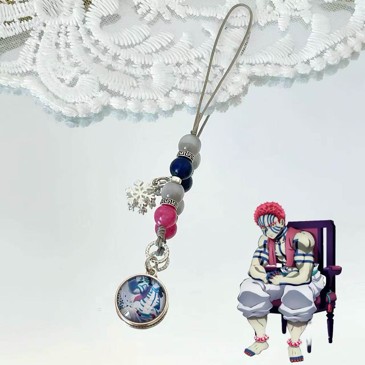 鬼灭之刃周边手机链猗窝座炭治郎富冈义勇手机壳挂绳书包挂件挂饰
