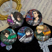 进击 巨人周边徽章三笠利威尔兵长韩吉同人银葱双闪胸章痛包吧唧