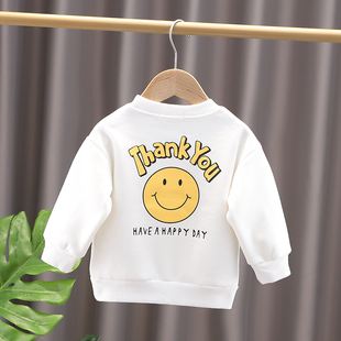 男童卫衣加绒白色女童秋冬上衣宝宝冬季新款儿童打底衫小童婴儿潮