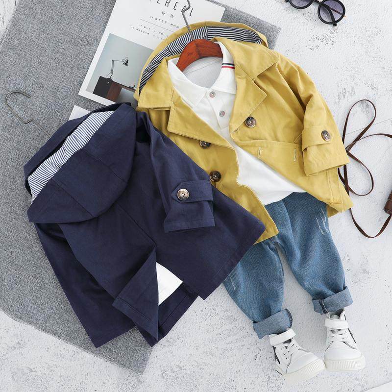 清仓男童秋装儿童春秋翻领风衣套装婴儿衣服宝宝牛仔裤打底三件套