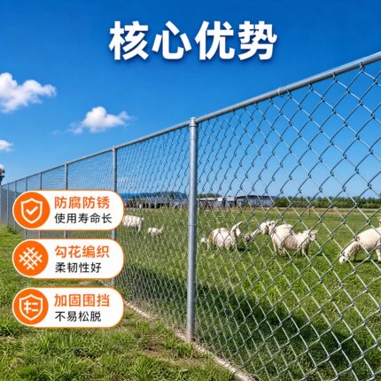 防锈铁丝网热镀锌钢丝网勾花网养鸡菜园养殖围栏网格护栏防护家用