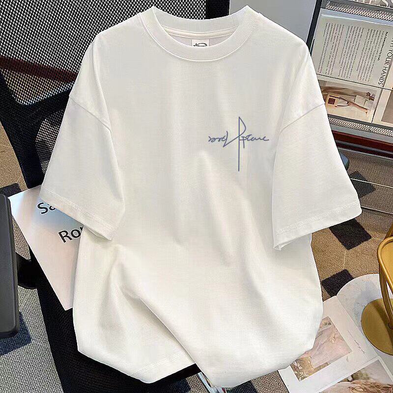Pure cotton white short-sleeved T-shirt for boys and girls 2026 summer new medium and large children's loose and versatile simple student top