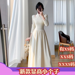 加小码XXXS女装冬季150cm显高矮个子旗袍高腰A字毛衣针织连衣裙女