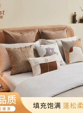 样板间轻奢抱枕奢华黑色抱枕沙发靠垫软靠包床上靠枕