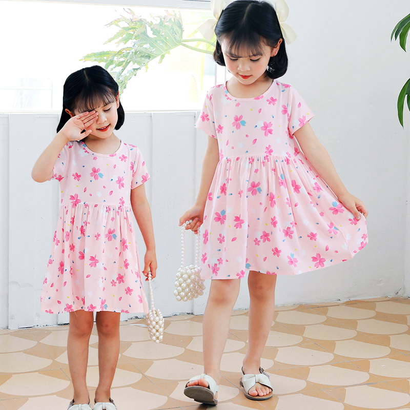 3女宝宝夏装裙子薄款棉绸裙女童连衣裙儿童公主裙小童女孩女宝裙夏