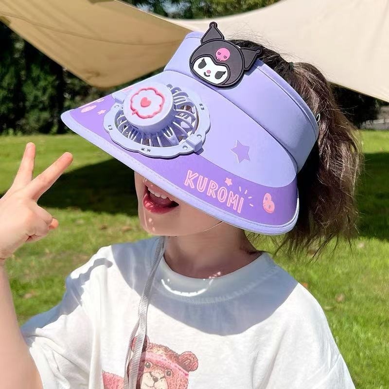 防晒新款帽男兔子库洛米风扇帽2025夏款出游充电透气太阳带夏