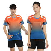 运动服速干球衣跑步短袖 女款 情侣网球服圆领定制 男款 羽毛球服套装