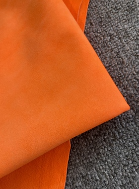 阳光皮料 意大利进口亮橙色高丝光反绒 手感适中 厚度1.2mm左右