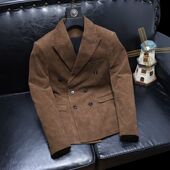 外套男 双排扣西服修身 秋冬新款 男装 休闲单西 潮流时尚 灯芯绒西装