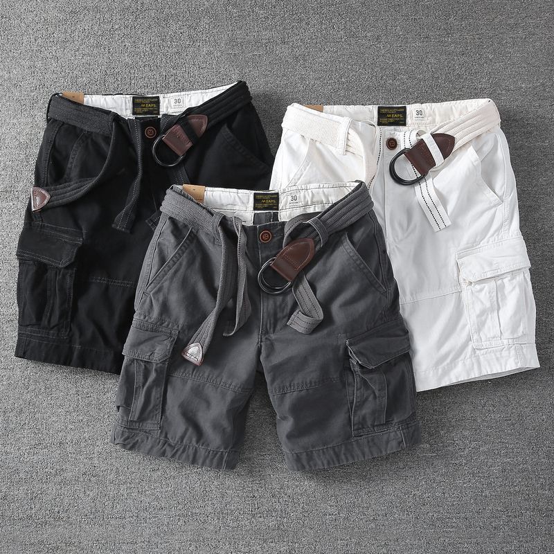 夏季休闲短裤男士宽松韩版潮流纯棉中裤工装外穿潮牌运动五分裤男