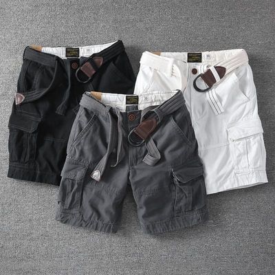 夏季休闲短裤男士宽松韩版潮流纯棉中裤工装外穿潮牌运动五分裤男