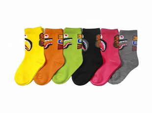 B*pe kids猿人鲨鱼新款中筒袜儿童大童亲子袜袜子中性卡通纯棉