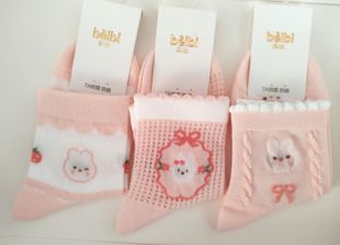 贝比7A抑菌防螨春夏轻薄软糯透气棉袜超萌女宝袜松口袜可爱女童袜