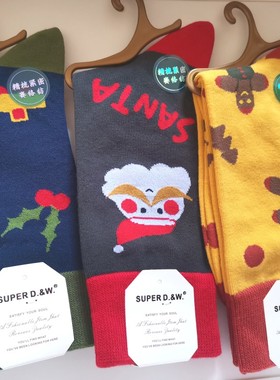 金玉SUPERD精梳紧密赛洛纺圣诞女袜加长袜筒秋冬舒适吸汗潮牌棉袜