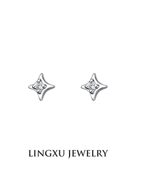 S999纯银耳钉简约几何小巧精致高级星星耳饰新款百搭时尚睡觉免摘