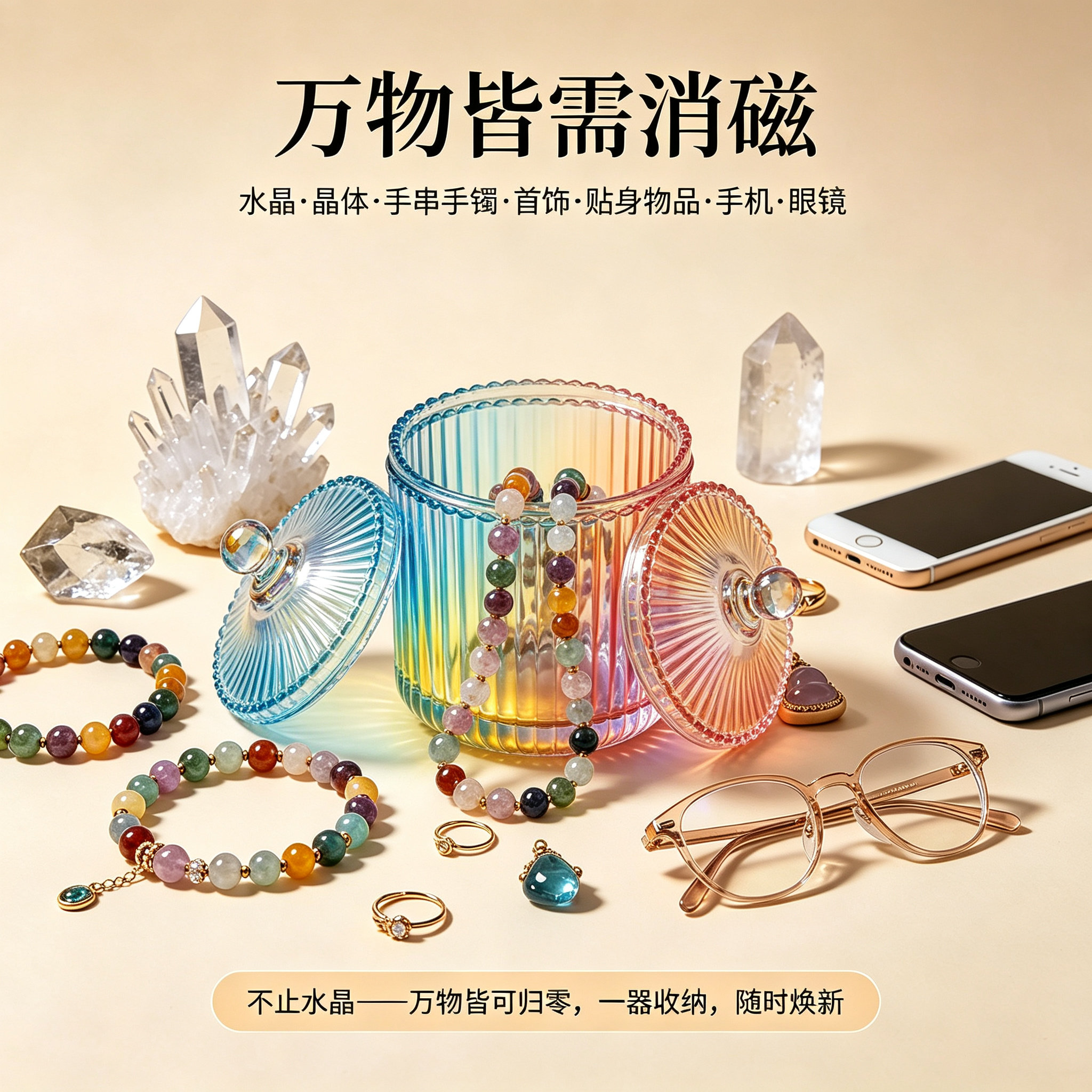 生物多晶消磁碗 水晶净化收纳 高频生物多晶晶体 手串首饰通用
