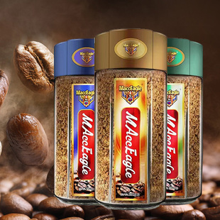 进口美卡菲MaccCoffee正品黄金鹰风味冻干速溶黑咖啡100g瓶装