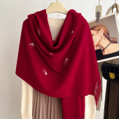 红色围巾女冬季 新娘敬酒服披肩外搭婚礼结婚马本命年妈妈斗篷披风