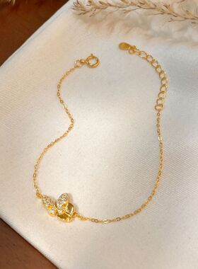 S925纯银镀18k金双蝴蝶手链女小众轻奢高级感设计款手饰