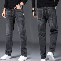 Summer light-colored jeans for men, wide-leg, elastic straight leg, business casual, elastic anti-theft zipper loose long pants thumbnail 7