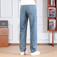 Summer light and light-colored Tencel jeans for men, loose straight stretch casual wide-leg long pants from Xintang, Guangzhou thumbnail 7
