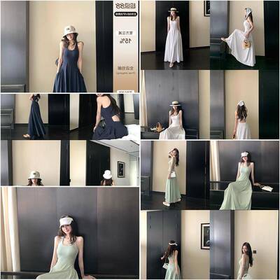 Skk Store 人皆肯豆 260G气质修身收腰工字背心高级感连衣裙女秋